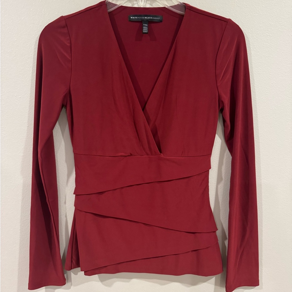White House Black Market Deep Red Layered Blouse